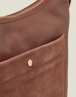 Accessorize Leather Messenger Cross-Body Bag Tan