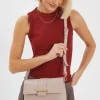 Accessorize Leather Metal Bar Cross-Body Bag Nude