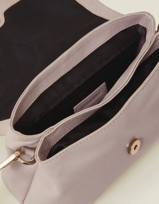 Accessorize Leather Metal Bar Cross-Body Bag Nude