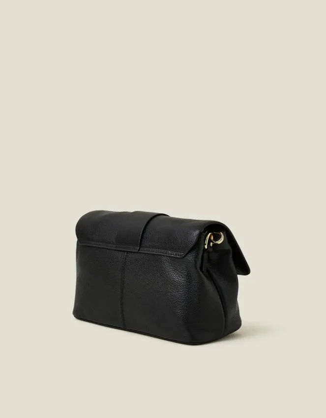 Accessorize Leather Metal Bar Cross-Body Bag Black