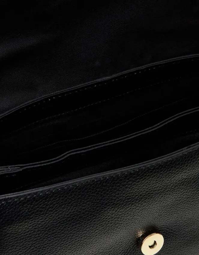 Accessorize Leather Metal Bar Cross-Body Bag Black