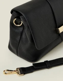 Accessorize Leather Metal Bar Cross-Body Bag Black