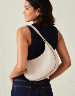 Accessorize Leather Scoop Shoulder Bag Nude