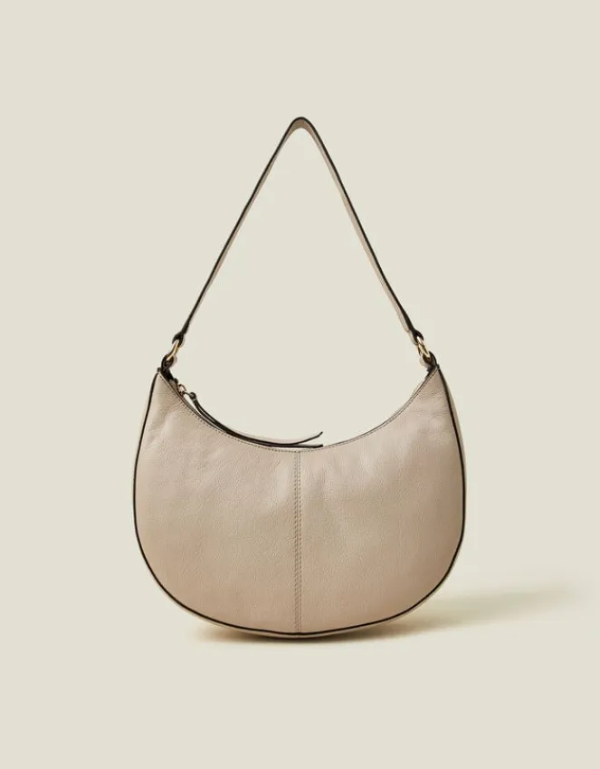 Accessorize Leather Scoop Shoulder Bag Nude