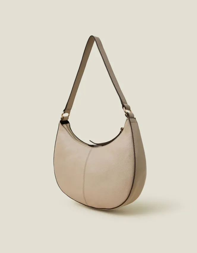 Accessorize Leather Scoop Shoulder Bag Nude