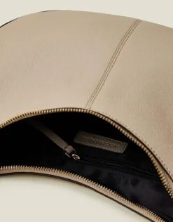 Accessorize Leather Scoop Shoulder Bag Nude