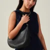 Accessorize Leather Scoop Shoulder Bag Black