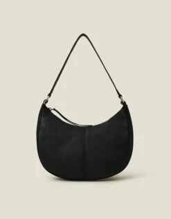 Accessorize Leather Scoop Shoulder Bag Black