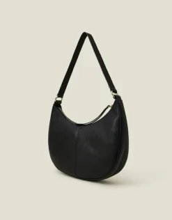 Accessorize Leather Scoop Shoulder Bag Black