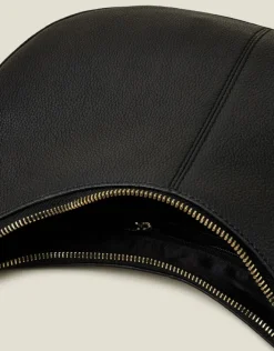 Accessorize Leather Scoop Shoulder Bag Black