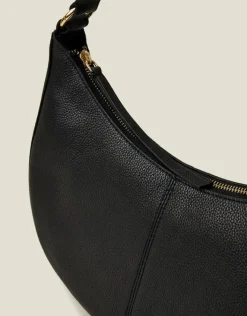 Accessorize Leather Scoop Shoulder Bag Black