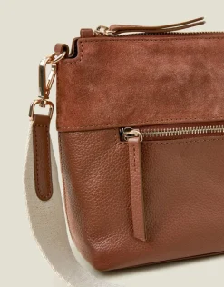 Accessorize Leather Webbing Strap Cross-Body Bag Tan