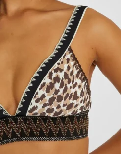 Accessorize Leopard Print Band Bikini Top Brown