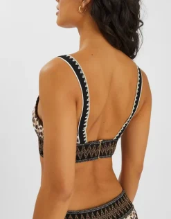 Accessorize Leopard Print Band Bikini Top Brown