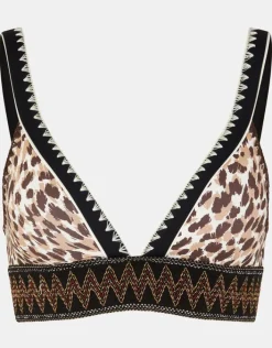 Accessorize Leopard Print Band Bikini Top Brown