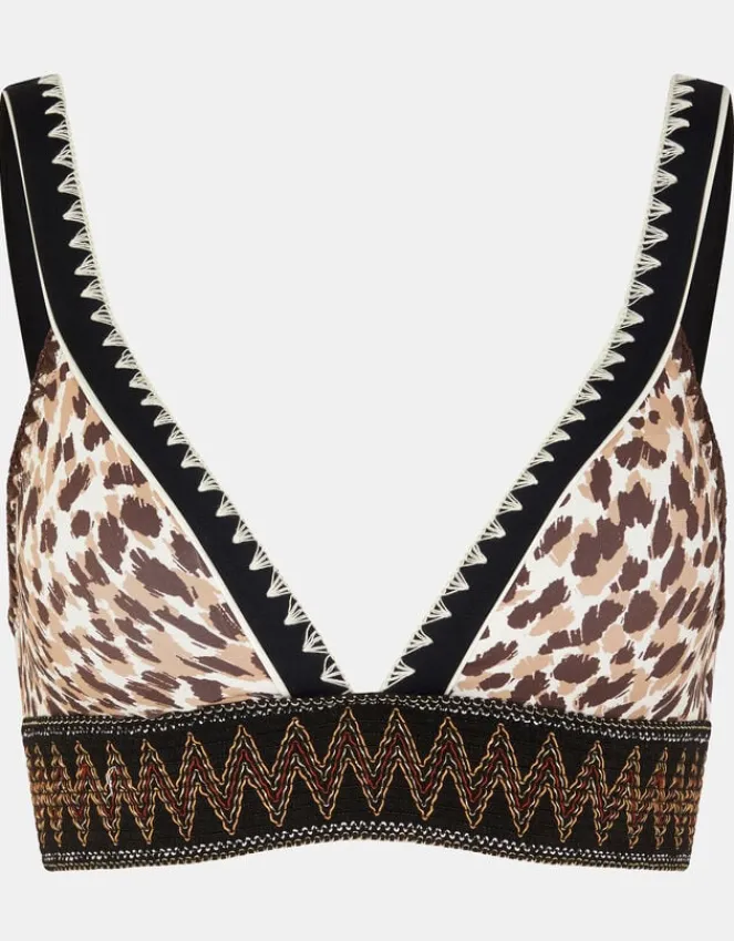 Accessorize Leopard Print Band Bikini Top Brown