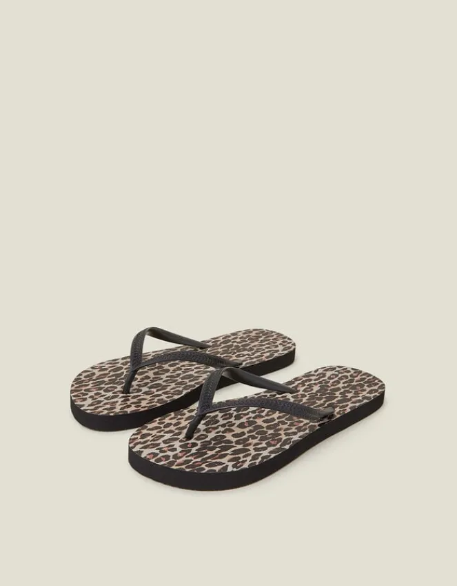 Accessorize Leopard Print Flip Flops Multi