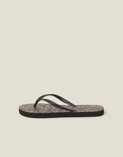 Accessorize Leopard Print Flip Flops Multi