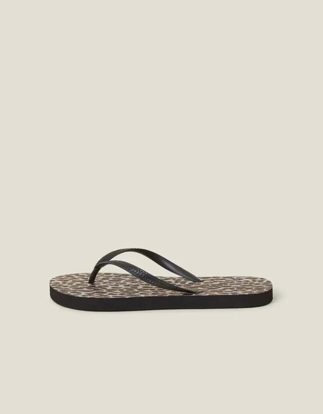 Accessorize Leopard Print Flip Flops Multi