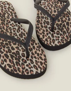 Accessorize Leopard Print Flip Flops Multi