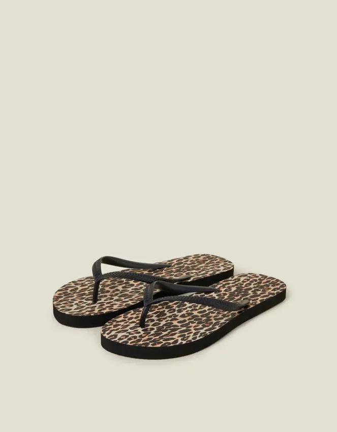 Accessorize Leopard Print Flip Flops Multi