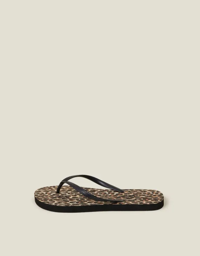 Accessorize Leopard Print Flip Flops Multi