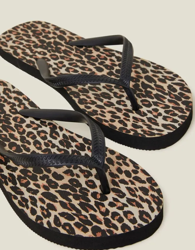 Accessorize Leopard Print Flip Flops Multi