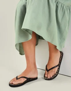 Accessorize Leopard Print Flip Flops Multi