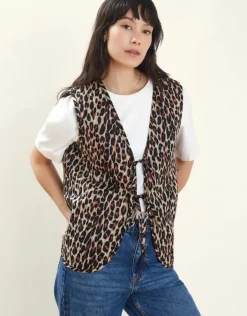 Accessorize Leopard Print Quilted Waistcoat Leopard