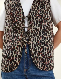Accessorize Leopard Print Quilted Waistcoat Leopard
