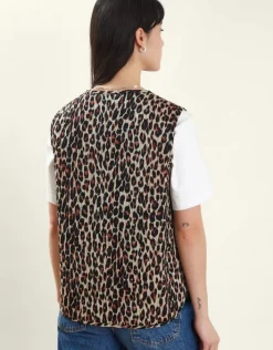 Accessorize Leopard Print Quilted Waistcoat Leopard