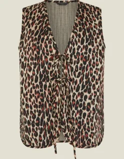 Accessorize Leopard Print Quilted Waistcoat Leopard