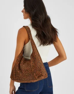 Accessorize Leopard Print Suede Shoulder Bag