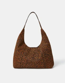 Accessorize Leopard Print Suede Shoulder Bag