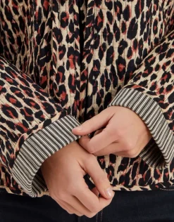 Accessorize Leopard Print Tie-Front Quilted Jacket Leopard