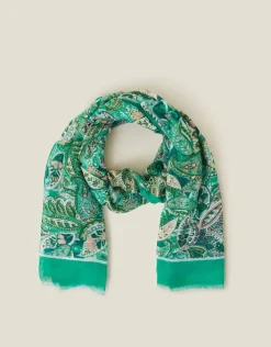 Accessorize Lightweight Paisley Scarf Teal