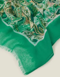 Accessorize Lightweight Paisley Scarf Teal