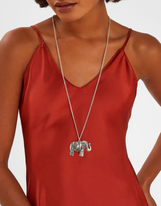 Accessorize Long Elephant Pendant Necklace