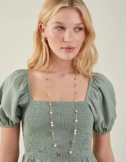 Accessorize Long Mix Bead Station Necklace