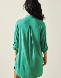 Accessorize Long Sleeve Beach Cover Up Shirt Green