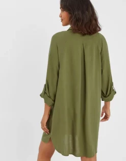 Accessorize Long Sleeve Beach Cover Up Shirt Green