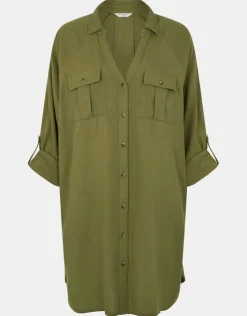 Accessorize Long Sleeve Beach Cover Up Shirt Green