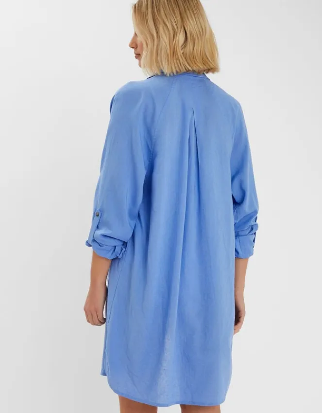 Accessorize Long Sleeve Beach Cover Up Shirt Blue