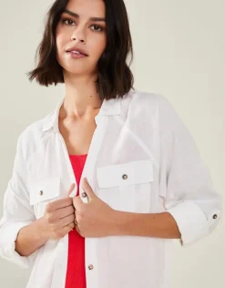 Accessorize Long Sleeve Beach Cover Up Shirt White