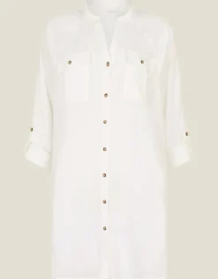 Accessorize Long Sleeve Beach Cover Up Shirt White