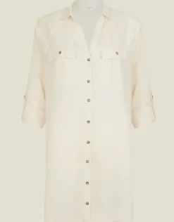 Accessorize Long Sleeve Shirt Beach Cover-Up Camel