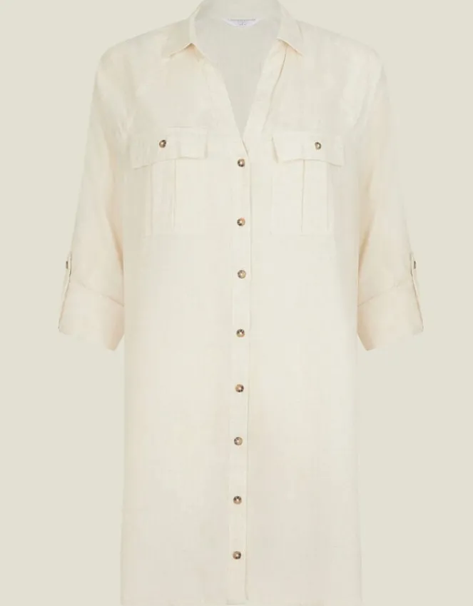 Accessorize Long Sleeve Shirt Beach Cover-Up Camel