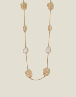 Accessorize Long Textured Pendant Station Necklace