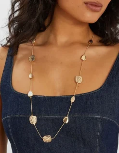Accessorize Long Textured Pendant Station Necklace