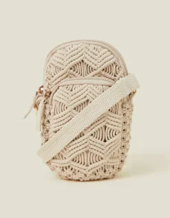 Accessorize Macrame Phone Bag Cream